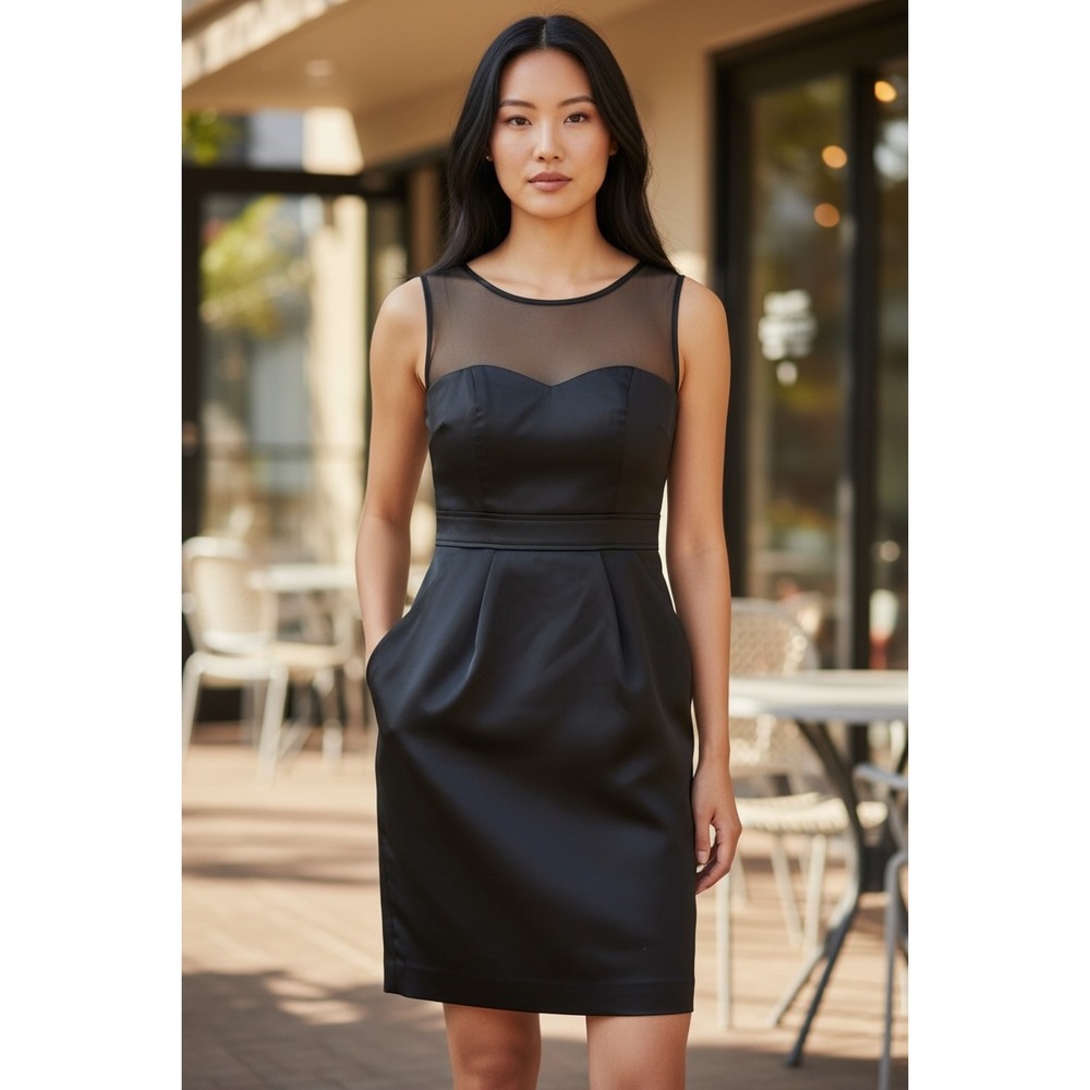 Teeze Me Cocktail Dress Women 3 Black Mesh Illusion Sweetheart Party Minimalist